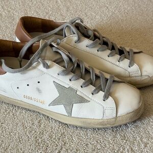 Golden Goose White and Gray Star Sneakers 39